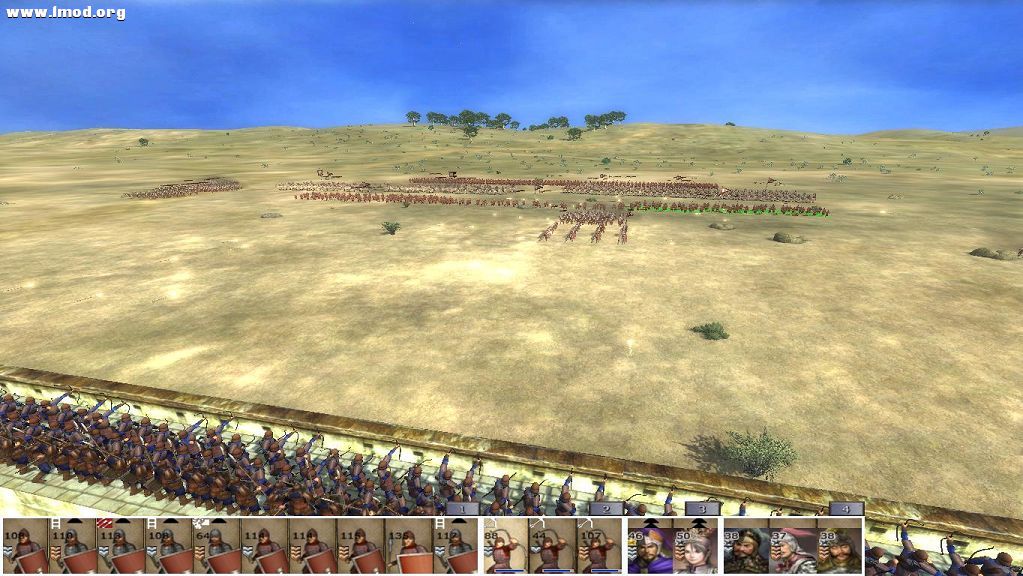 与敌军弓箭手对射。