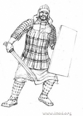 战国重步兵 铠甲根据随县擂鼓墩战国墓出土皮甲胄复原靴耕具沈阳出土实物复原铜剑以及盾牌采自中国古代兵器 ...