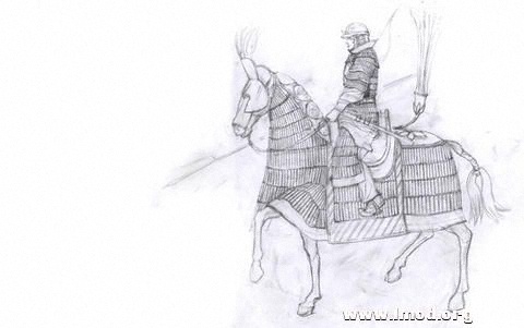 南北朝骑兵铠甲，头盔，根据部分南北朝壁画，武士俑综合设计复原。马甲根据吉林集安******出土大型甲片以及 ...