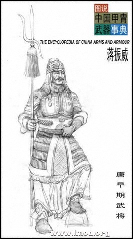 唐朝早期大将军铠甲根据陕西礼泉郑仁泰墓出土贴金彩绘武士俑复原 