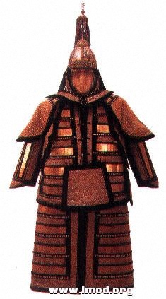 清代黄缎铜钉铜叶甲 