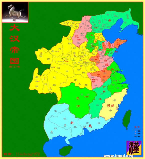 西汉行政区划图 前157年