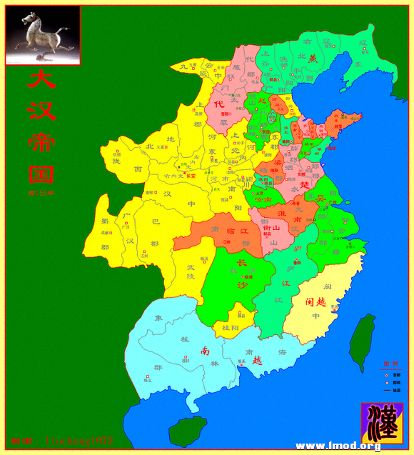 西汉行政区划图 前155年