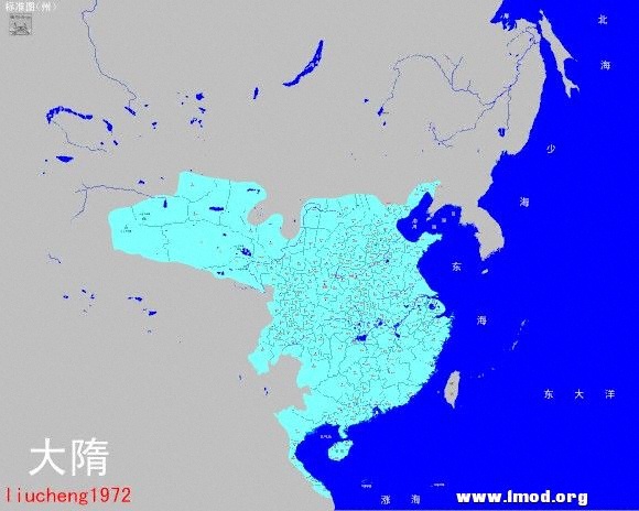 隋朝行政区划图 州制地名