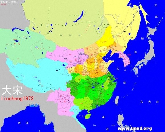 宋金详细行政区划图 1208年