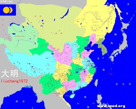 明朝详细行政区划图 1400年