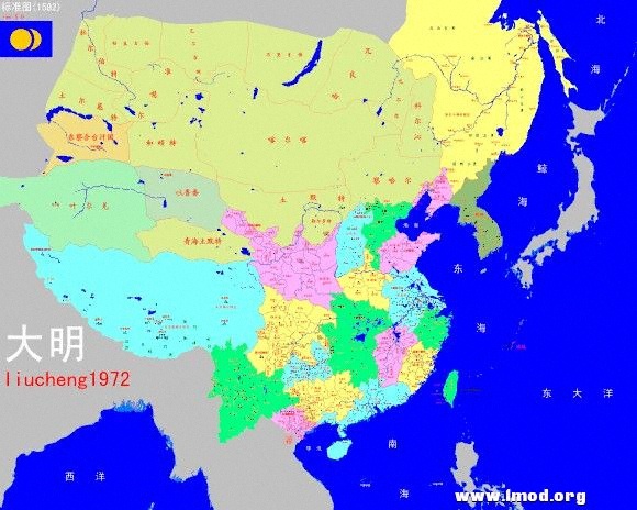 明朝详细行政区划图 1582年
