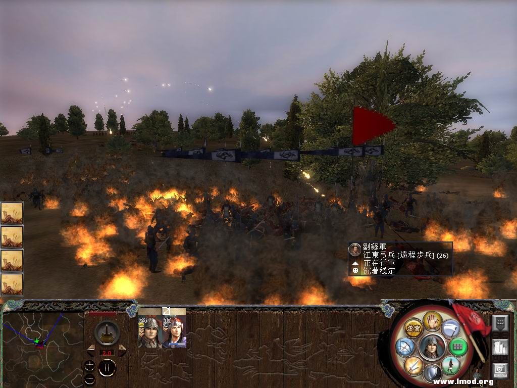 “火攻”特技不但特效好看，威力也大，还有降低敌人士气的效果