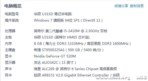 这是我的电脑配置